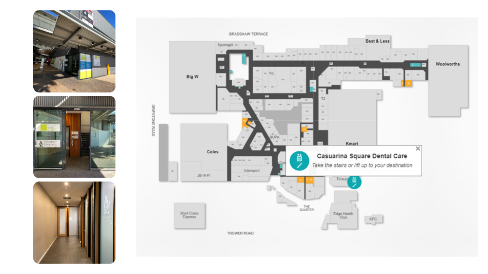 map of casuarina square dental care location in mall